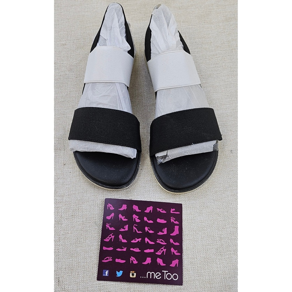 me‎ TOO Brielle Elastic Upper Slide Sandals Black White Women's Size 6M